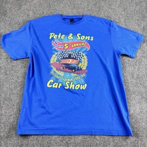 Pete & Sons Car Show T Shirt Mens 2XL 2023 Hot Rod Truck 5th Annual Charity Blue